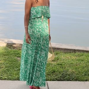 Green & white Maxi Dress